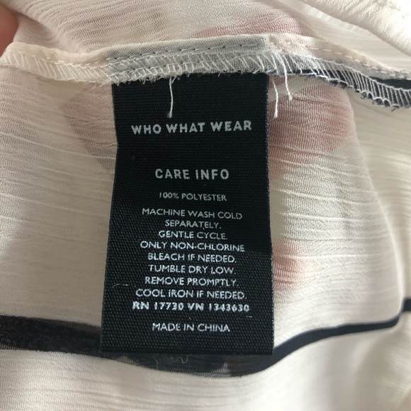 WHO WHAT WEAR CREAM SHEER RUFFLE TRIM BLOUSE - Picture 7 of 7